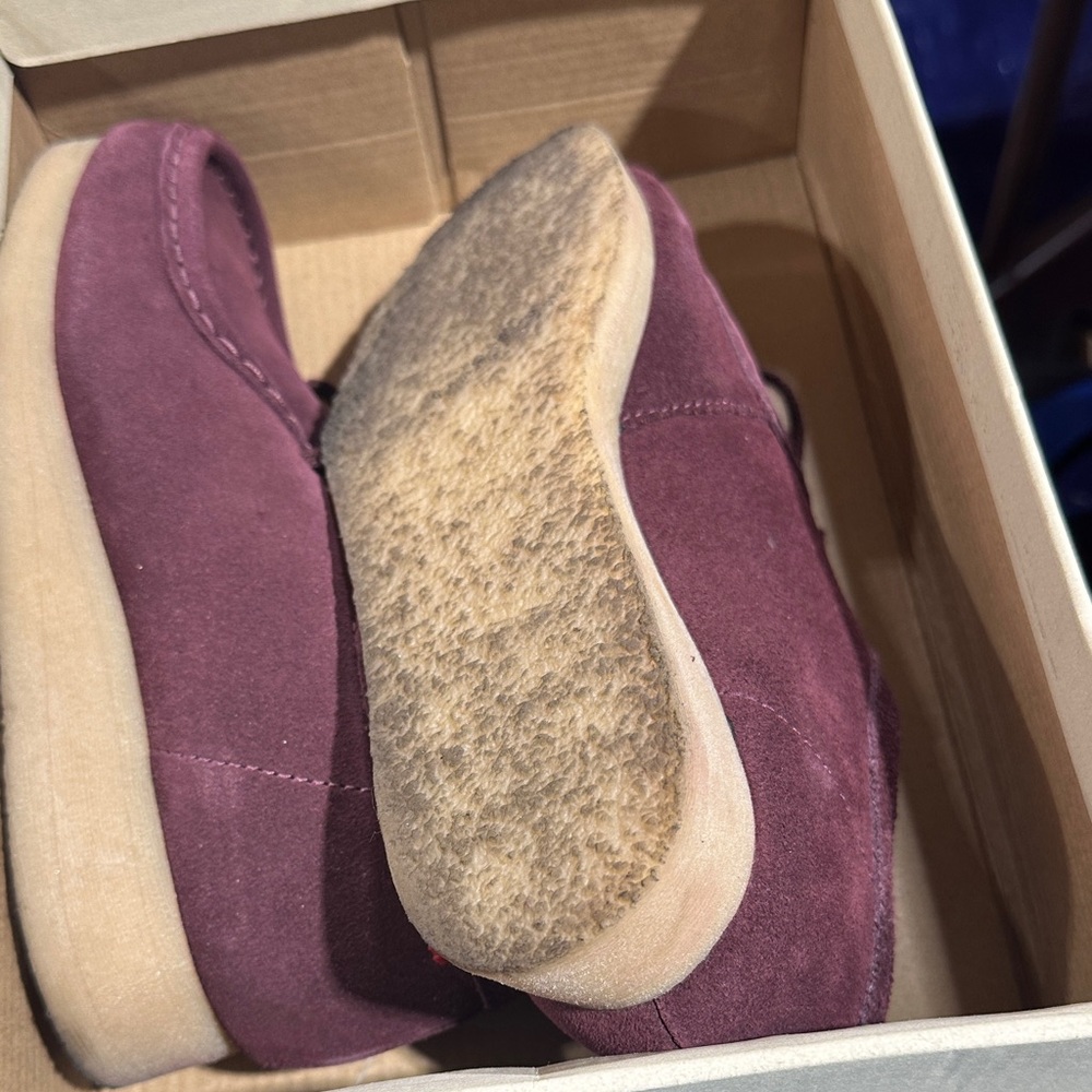 Clarks Maroon Suede Casual Shoes - Picture 2 of 5